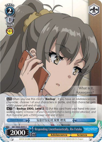 Responding Unenthusiastically, Rio Futaba (SBY/W64-E095 C) [Rascal Does Not Dream of Bunny Girl Senpai]