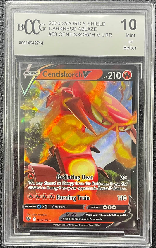 Graded Pokemon - Centiskorch V (033/189) Darkness Ablaze BCCG 10