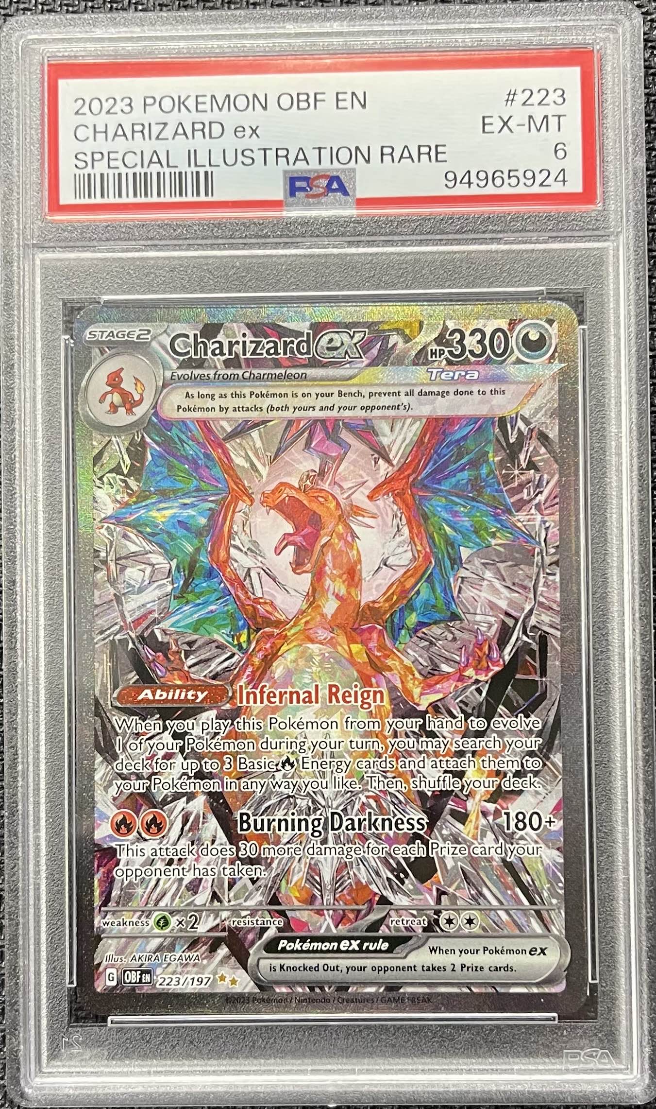 Graded Pokemon - Charizard EX (223/197) Obsidian Flames PSA 6