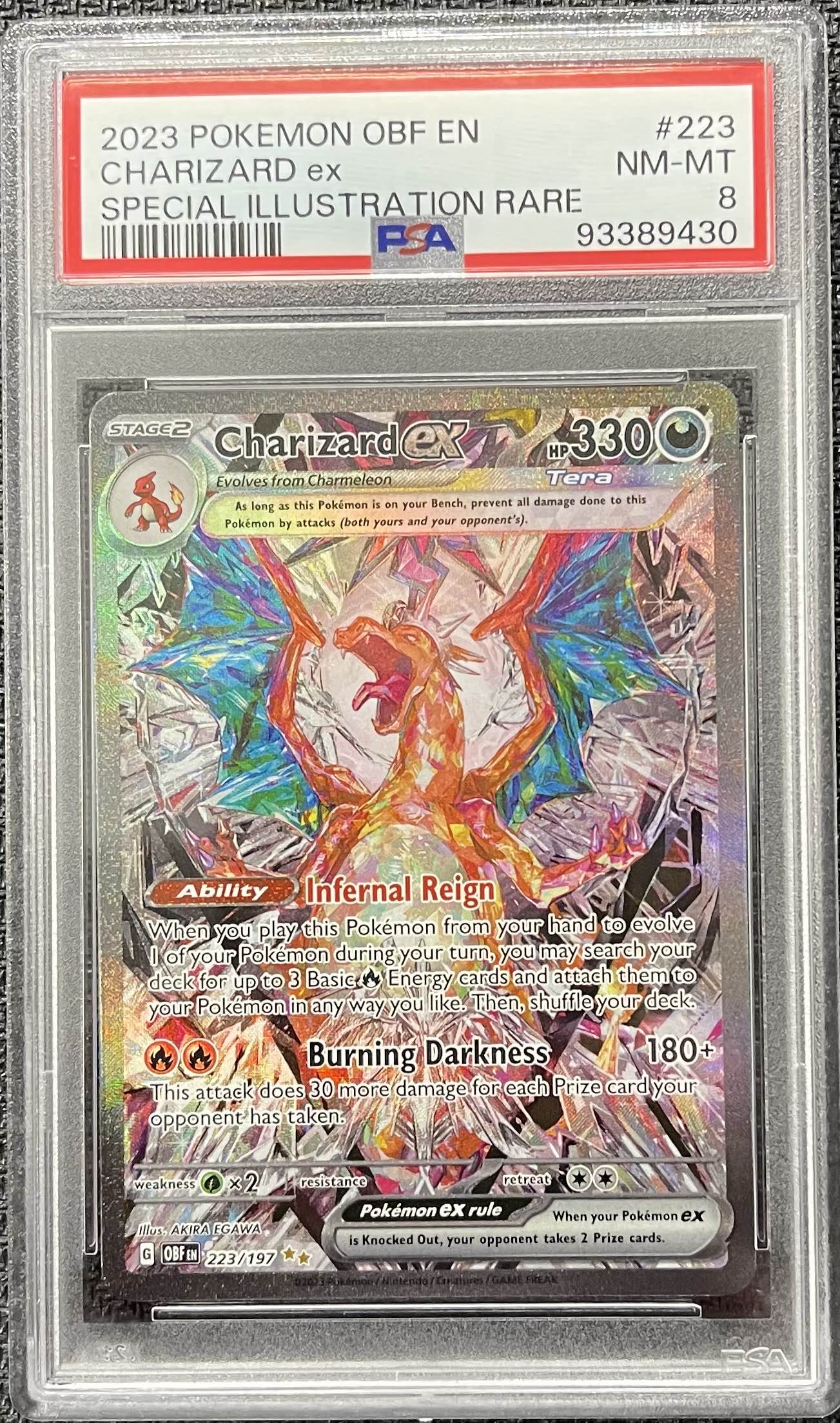 Graded Pokemon - Charizard EX (223/197) Obsidian Flames PSA 8