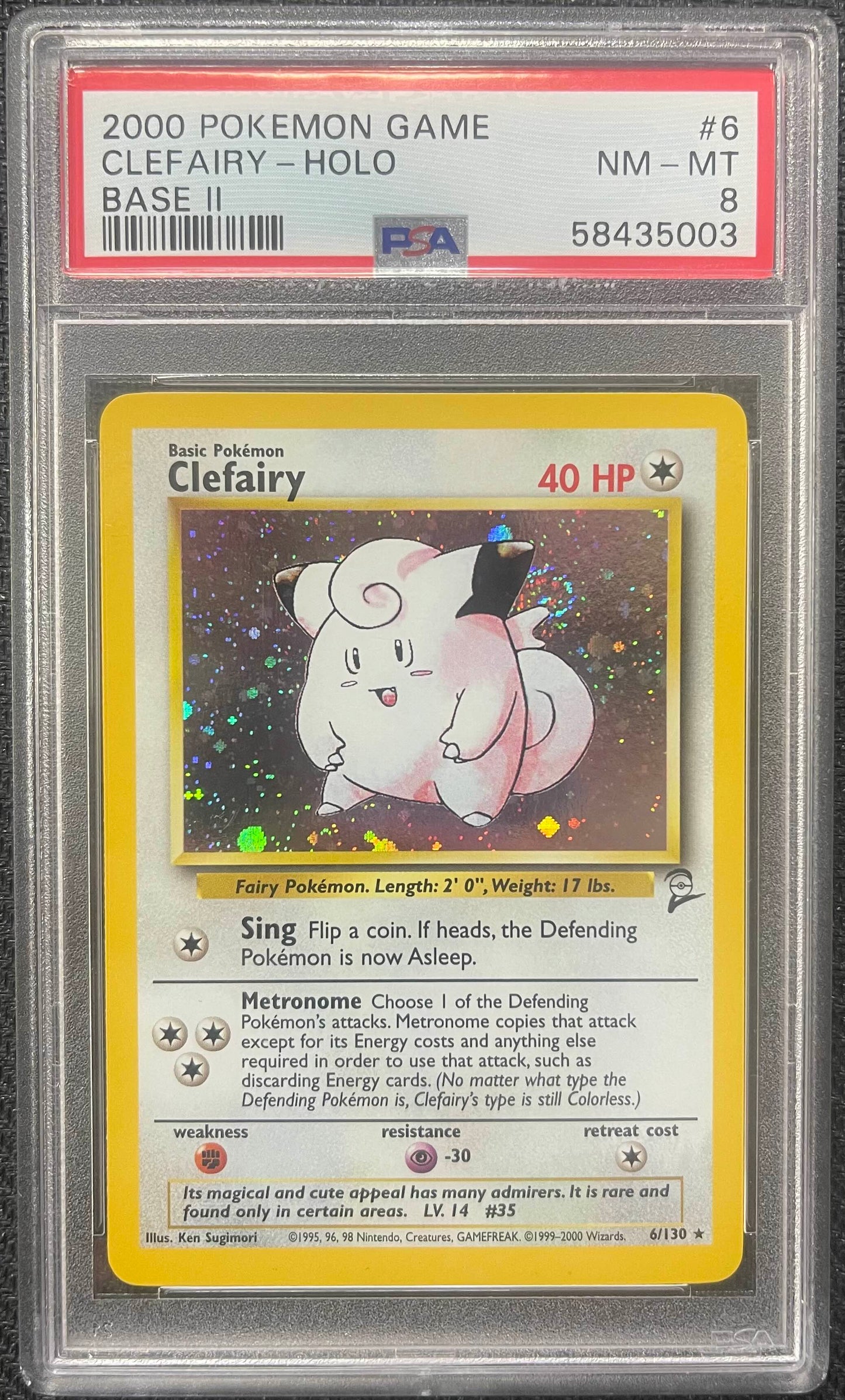 Graded Pokemon - Clefairy (6/130) Base Set 2 PSA 8