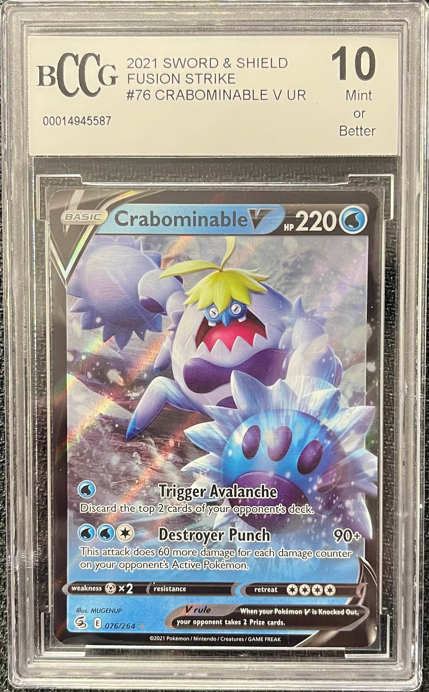 Graded Pokemon - Crabominable V (076/264) Fusion Strike BCCG 10