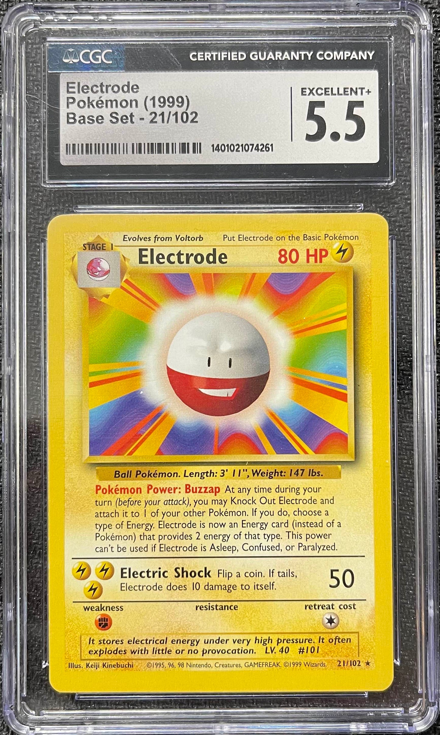 Graded Pokemon - Electrode (21/102) Base Set CGC 5.5