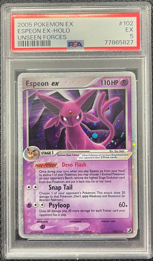 Graded Pokemon - Espeon EX (102/115) Unseen Forces PSA 5