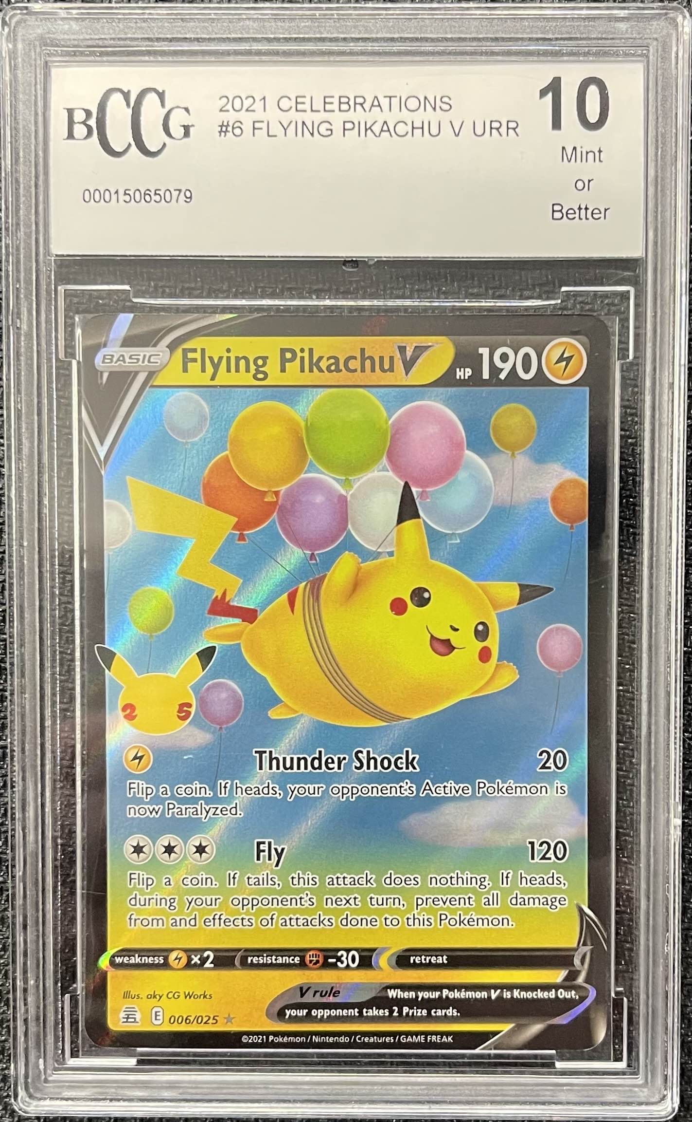 Graded Pokemon - Flying Pikachu V (006/025) Celebrations BCCG 10