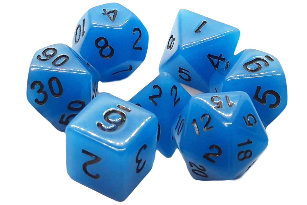 Glow Dice - Blue RPG Dice Set