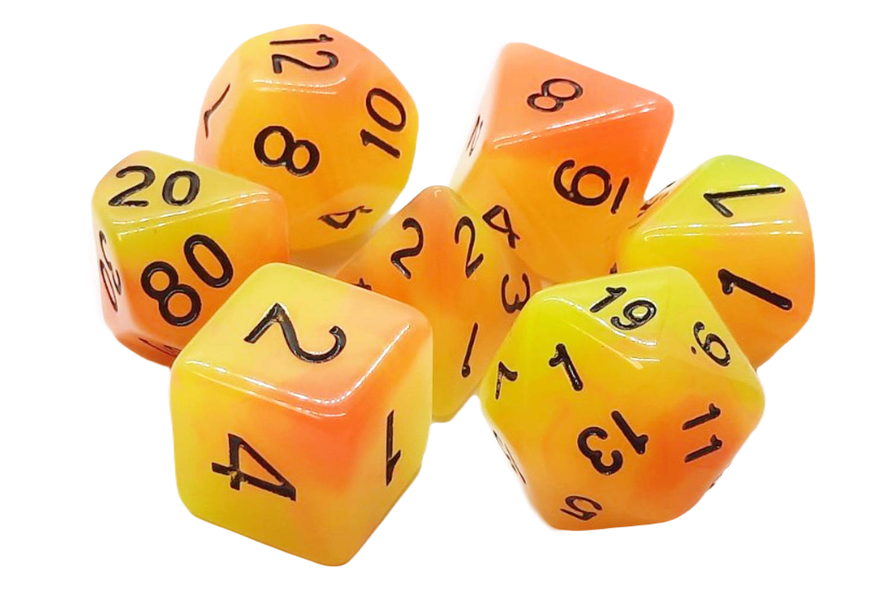 Glow Dice - Orange & Yellow RPG Dice Set
