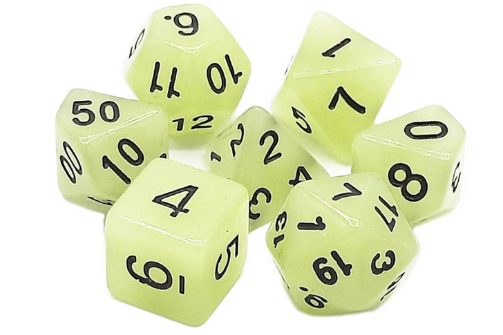 Glow Dice - Grey RPG Dice Set