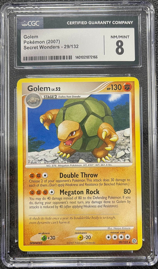 Graded Pokemon - Golem (29/132) Secret Wonders CGC 8