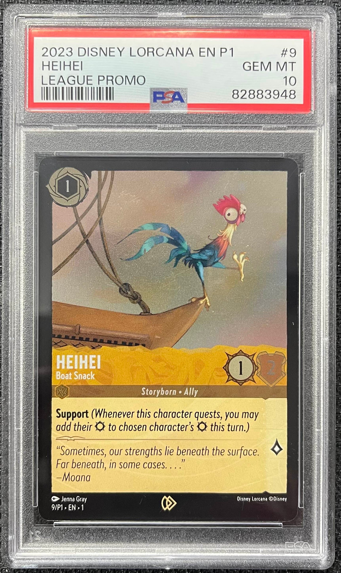 Graded Lorcana - HeiHei - Boat Snack (9/P1) League Promo PSA 10