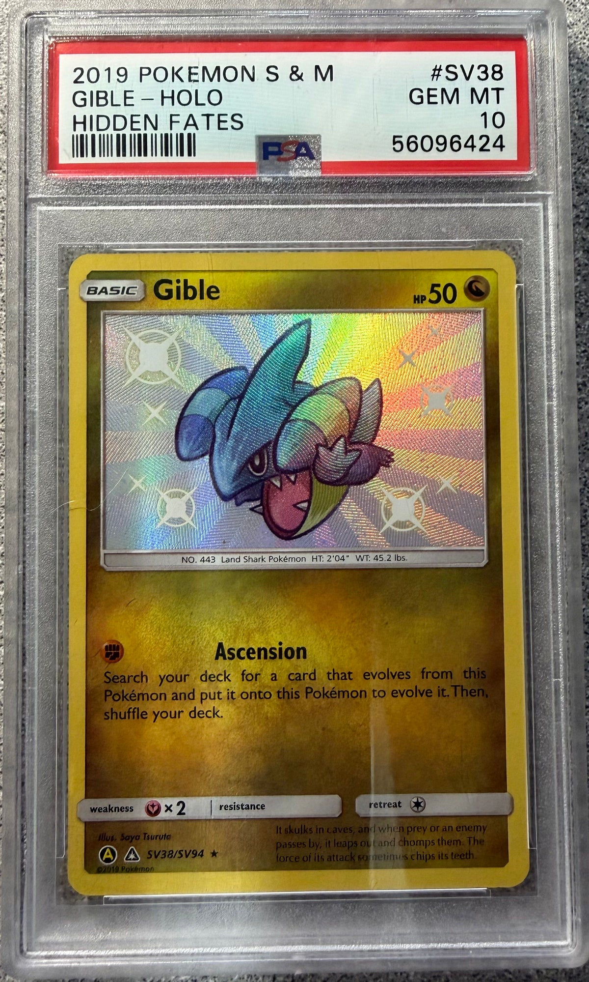 Graded Pokemon - Gible (SV38/SV94) Hidden Fates PSA 10