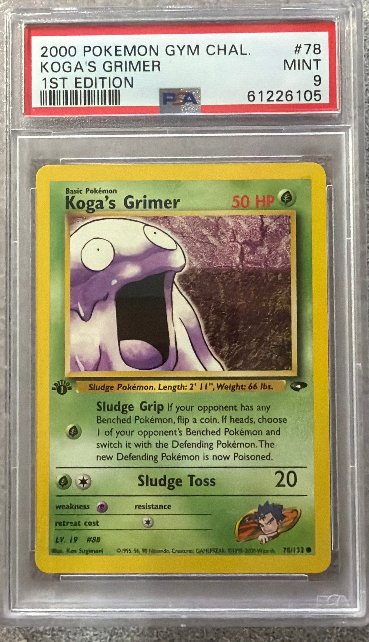 Graded Pokemon - Koga's Grimer (78/132) Gym Challenge 1st Edition PSA 9