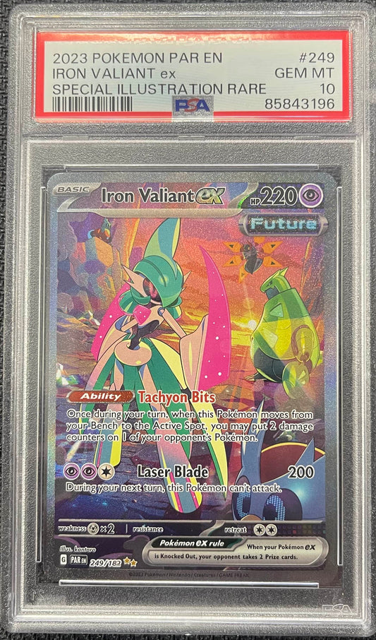 Graded Pokemon - Iron Valiant EX (249/182) Paradox Rift PSA 10