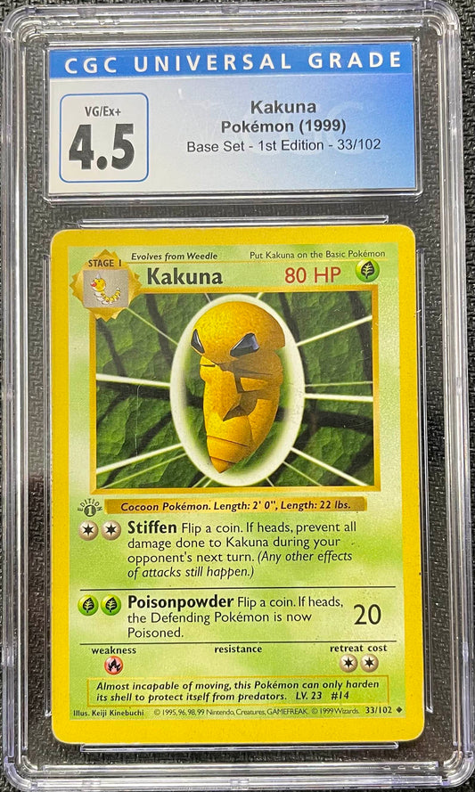 Graded Pokemon - Kakuna (33/102) Base Set 1st Edition CGC 4.5