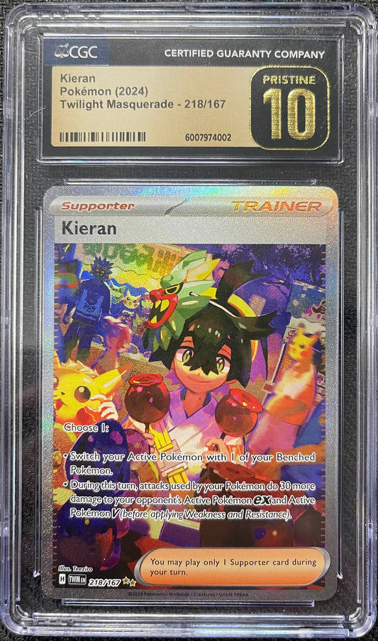 Graded Pokemon - Kieran (218/167) Twilight Masquerade CGC Pristine 10