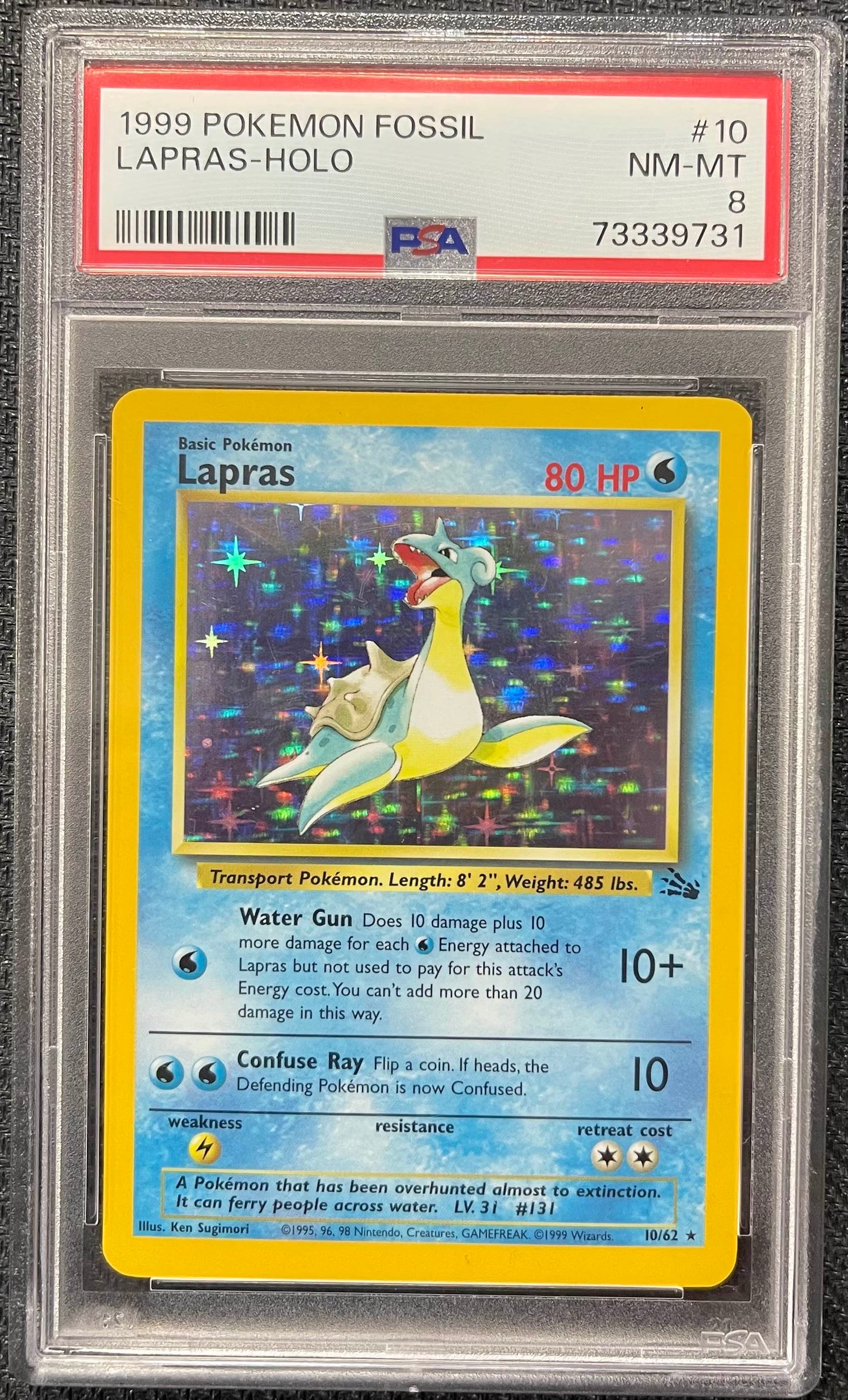 Graded Pokemon - Lapras (10/62) Fossil Holo PSA 8