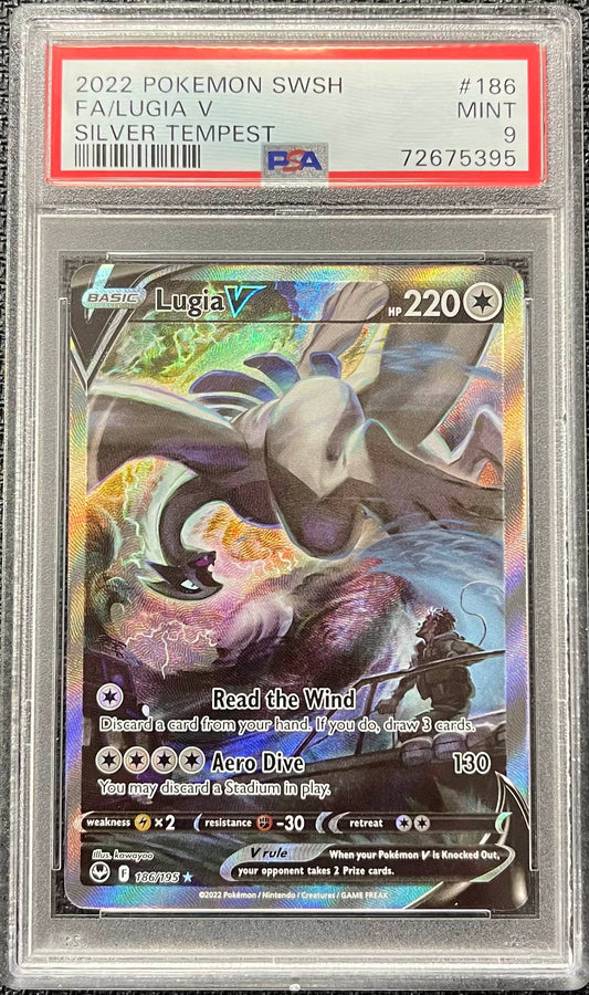 Graded Pokemon - Lugia V (186/195) Silver Tempest PSA 9