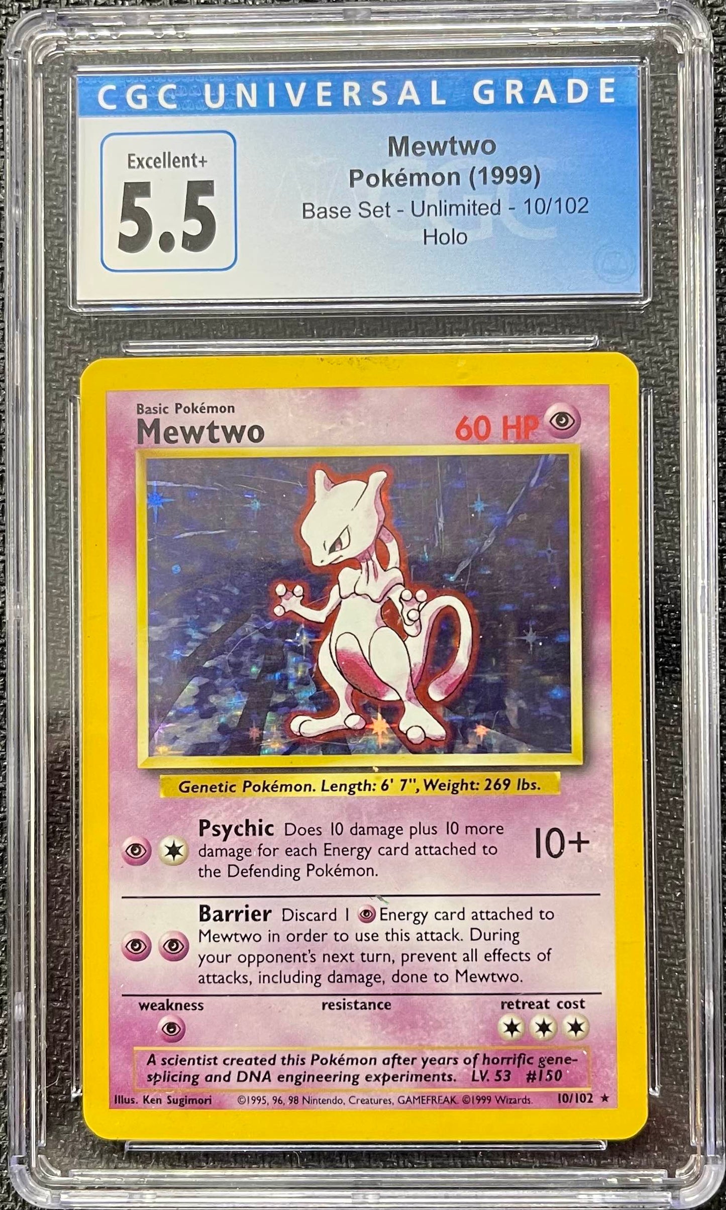 Graded Pokemon - Mewtwo (10/102) Base Set CGC 5.5