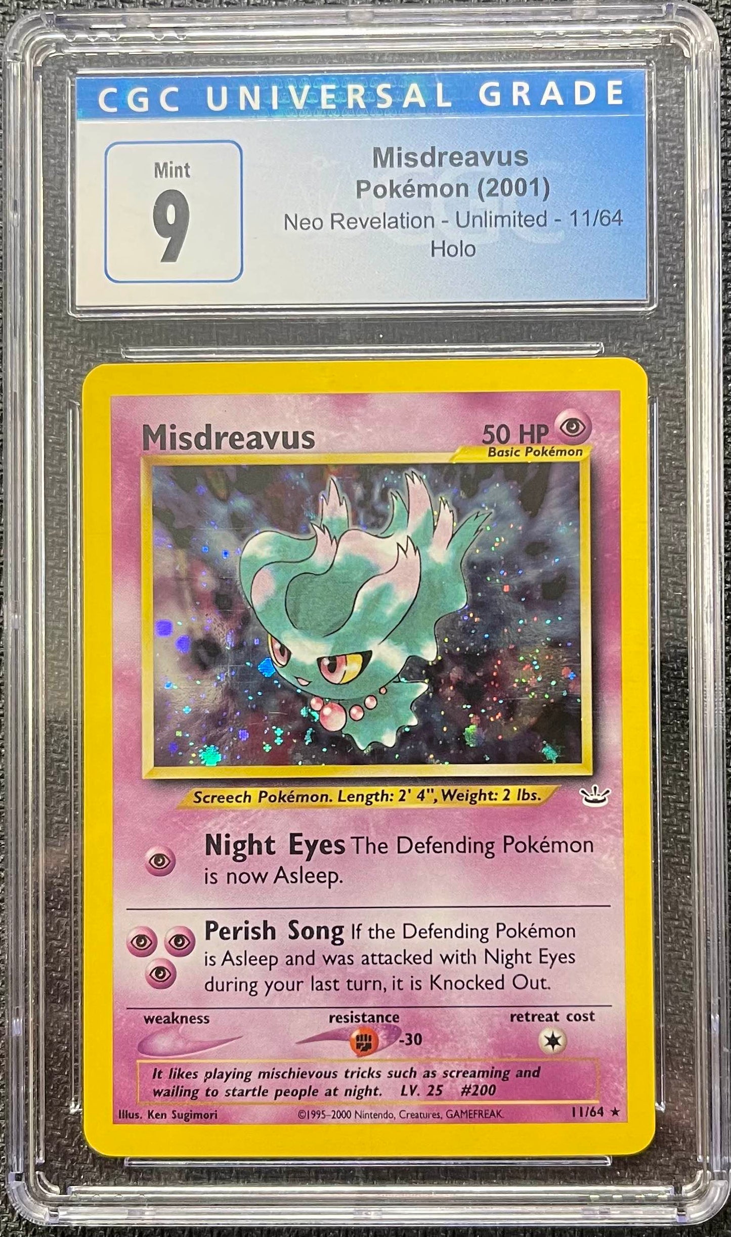 Graded Pokemon - Misdreavus (11/64) Neo Revelation CGC 9