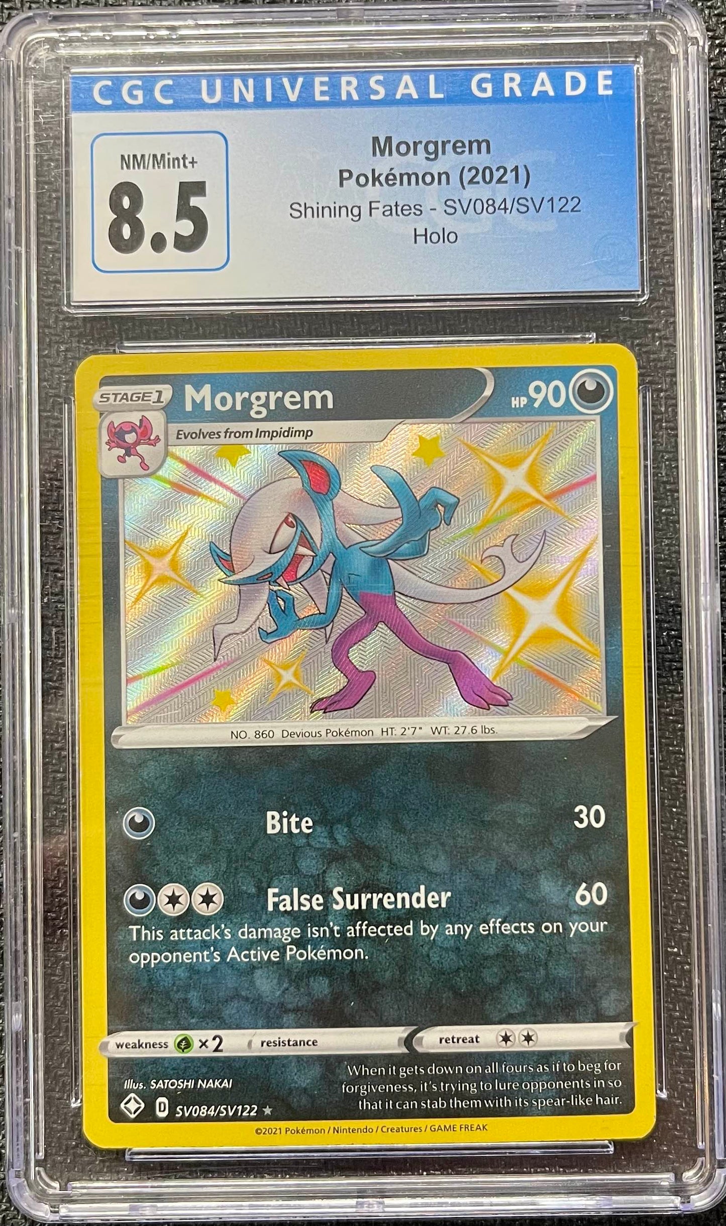 Graded Pokemon - Morgrem (SV084) Shining Fates CGC 8.5