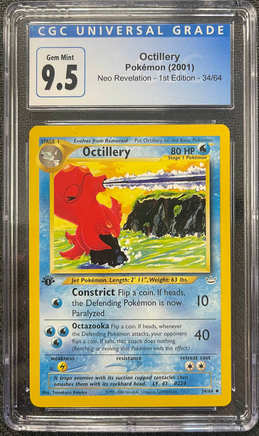 Graded Pokemon - Octillery (34/64) Neo Revelation 1st Edition CGC 9.5