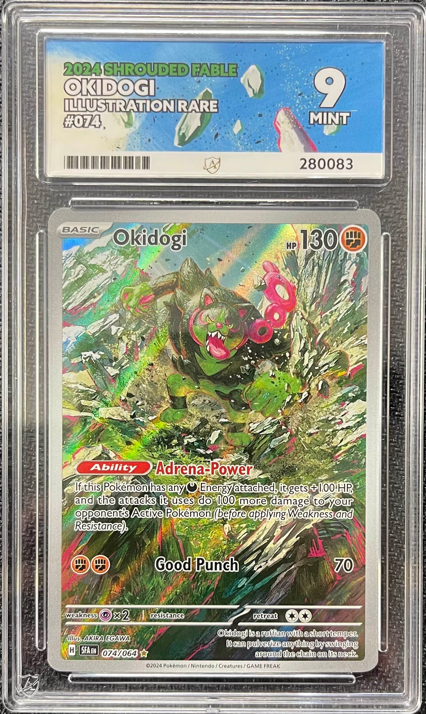 Graded Pokemon - Okidogi (074/064) Shrouded Fable ACE Grading 9