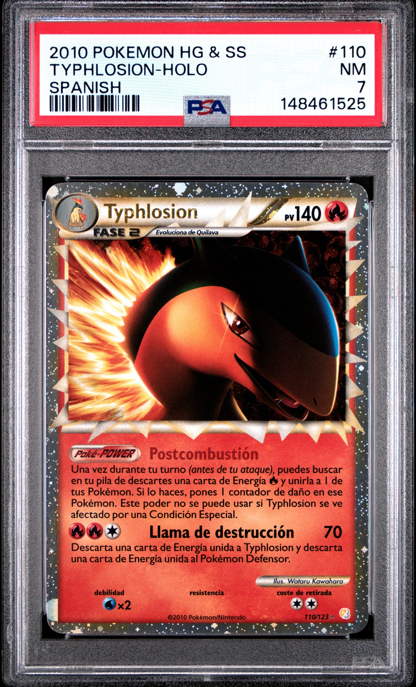 Graded Pokemon - Typhlosion (110/123) Heart Gold & Soul Silver Spanish PSA 7