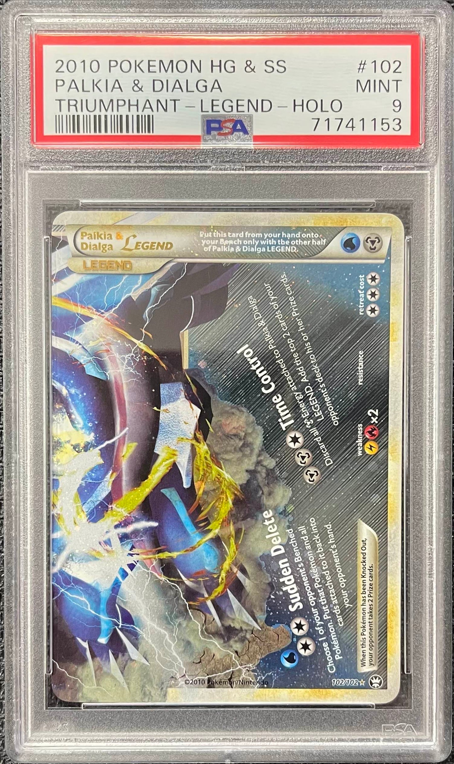 Graded Pokemon - Palkia & Dialga (102/102) Triumphant Legend PSA 9