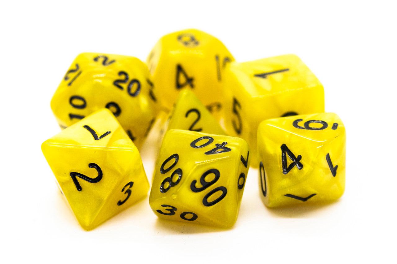 Pearl Drop - Yellow w/ Black RPG Dice Set