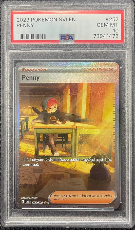 Graded Pokemon - Penny (252/198) Scarlet & Violet PSA 10