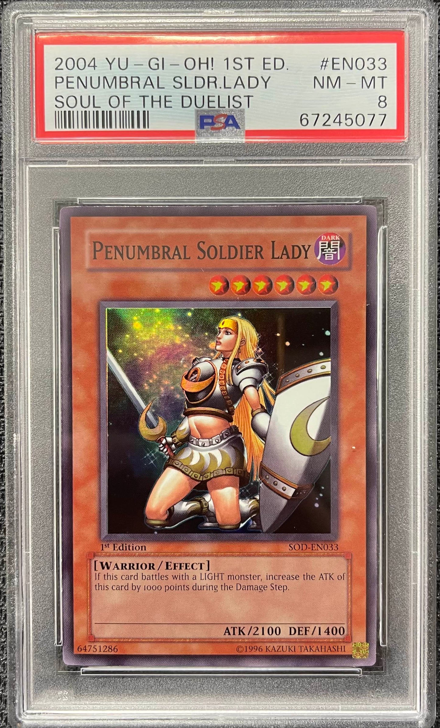 Graded Yu-gi-oh! - Penumbral Soldier Lady (SOD-EN033) Soul of the Duelist 1st Ed PSA 8