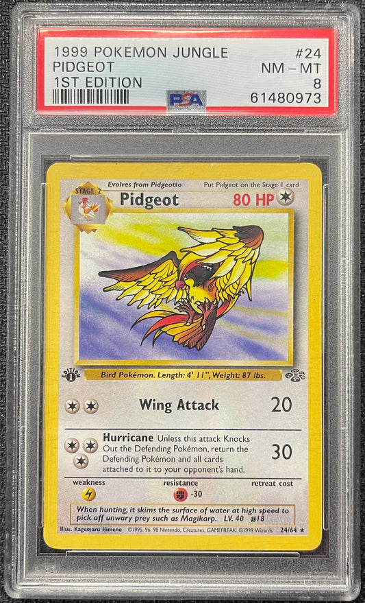 Graded Pokemon - Pidgeot (24/64) Jungle 1st Edition PSA 8