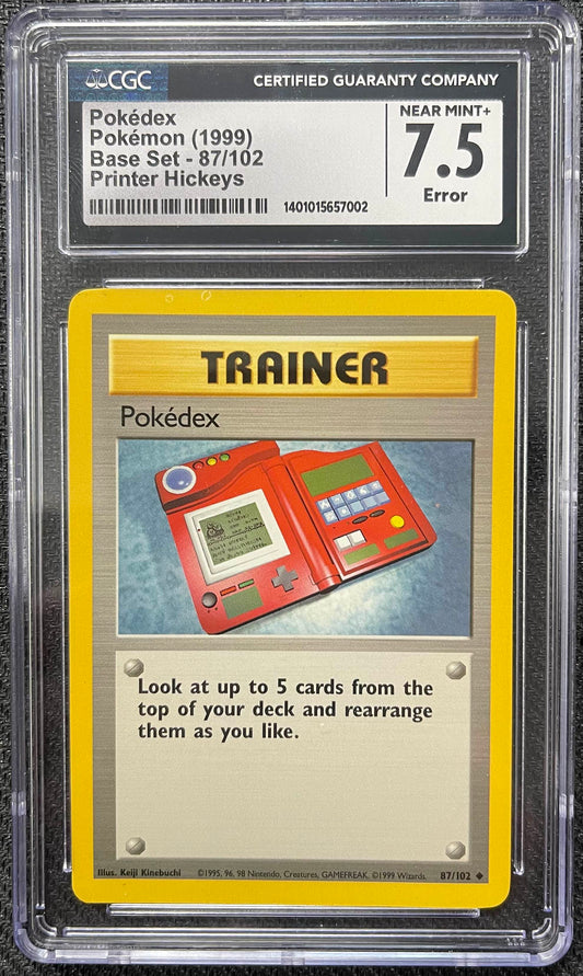 Graded Pokemon - Pokedex (87/102) Base Set Printer Hickeys CGC 7.5