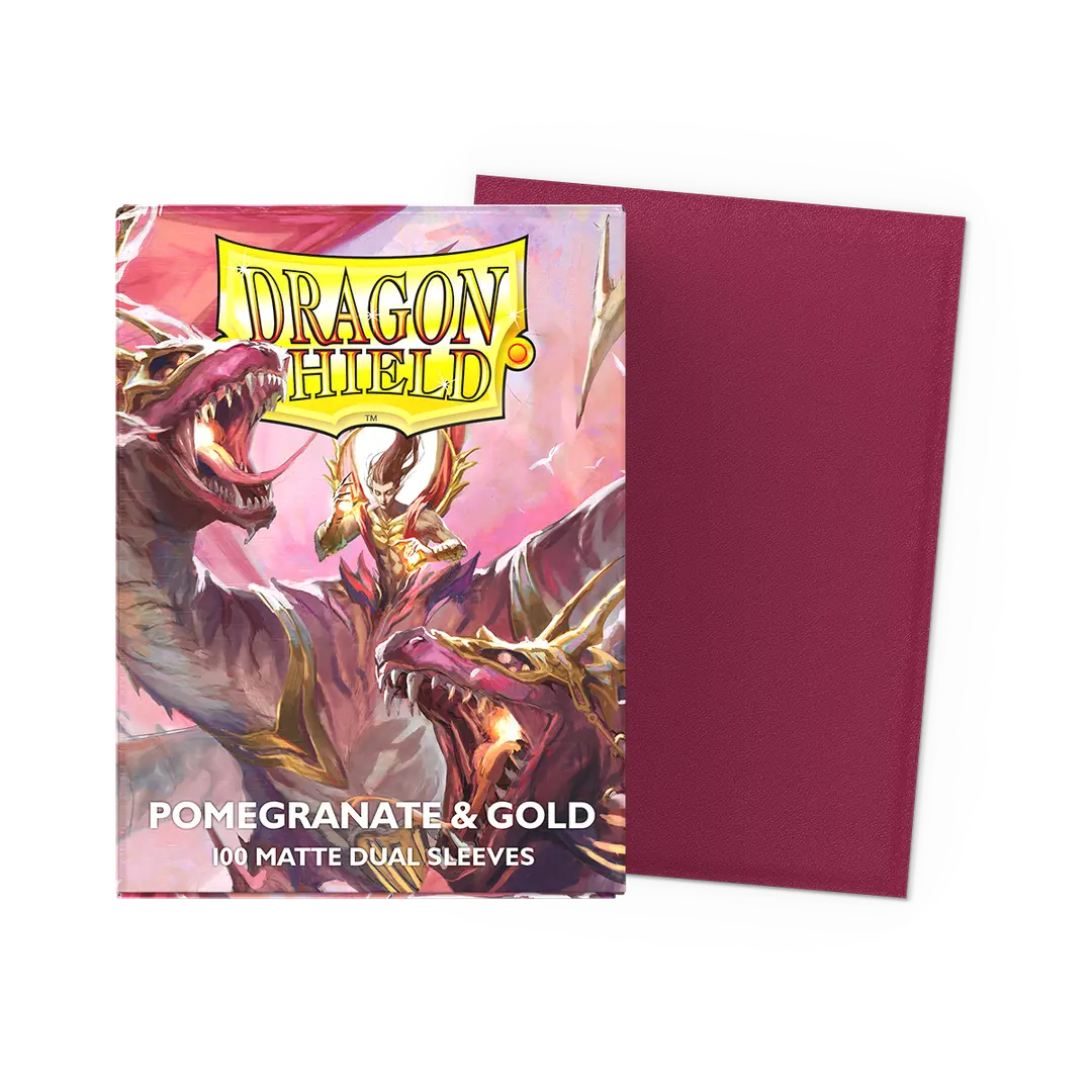 Dragon Shield Sleeves: Standard DUAL - Matte Pomegranate/Gold (100 ct)