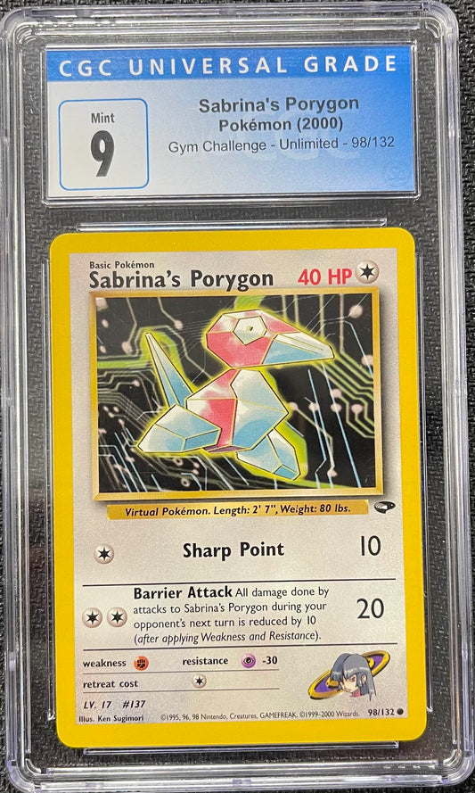 Graded Pokemon - Sabrina's Porygon (98/132) Gym Challenge CGC 9