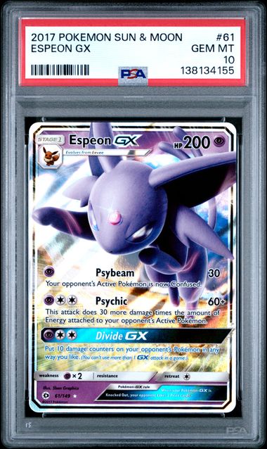 Graded Pokemon - Espeon GX (61/149) Sun & Moon Base Set PSA 10