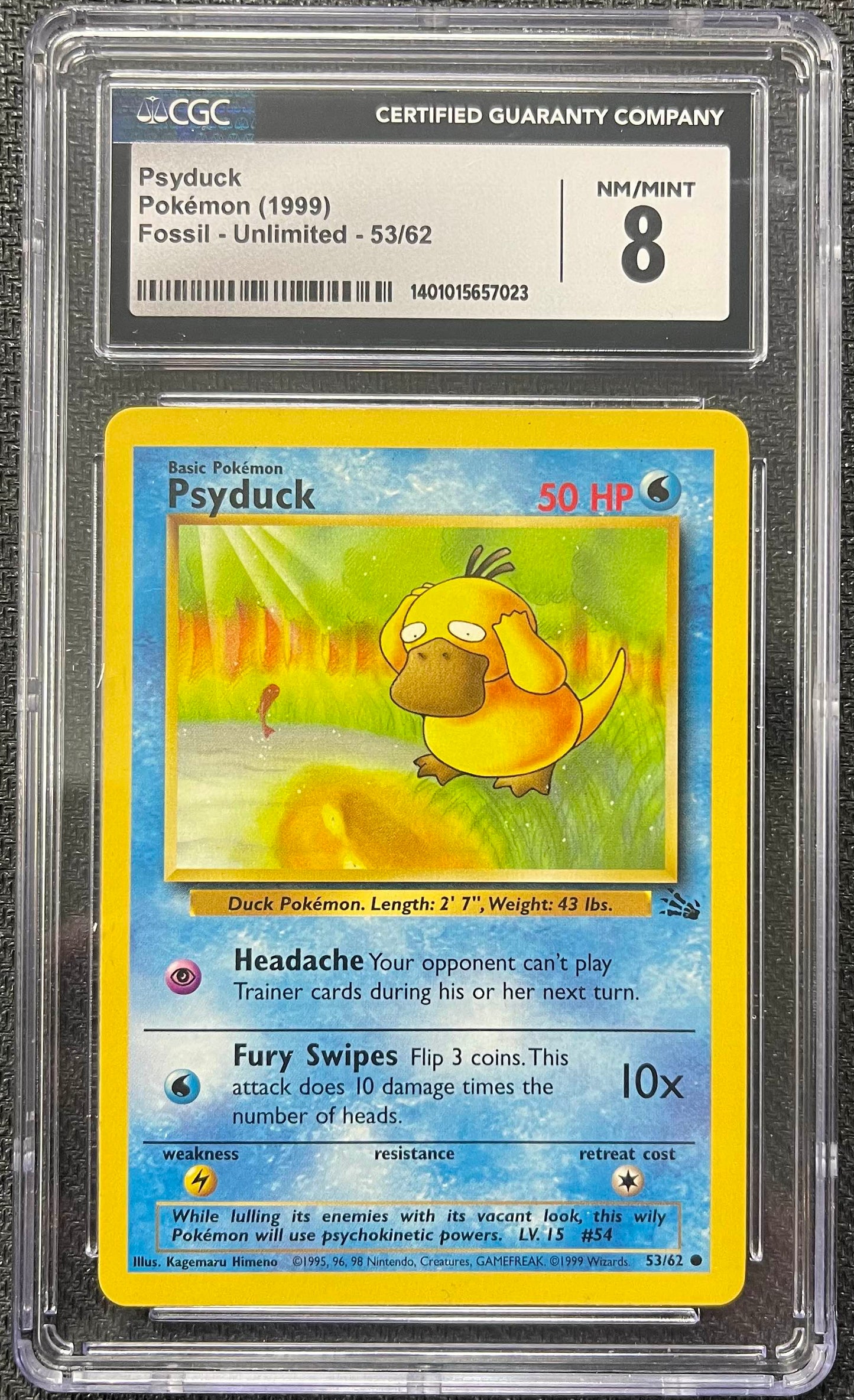 Graded Pokemon - Psyduck (53/62) Fossil Unlimited CGC 8 (A)