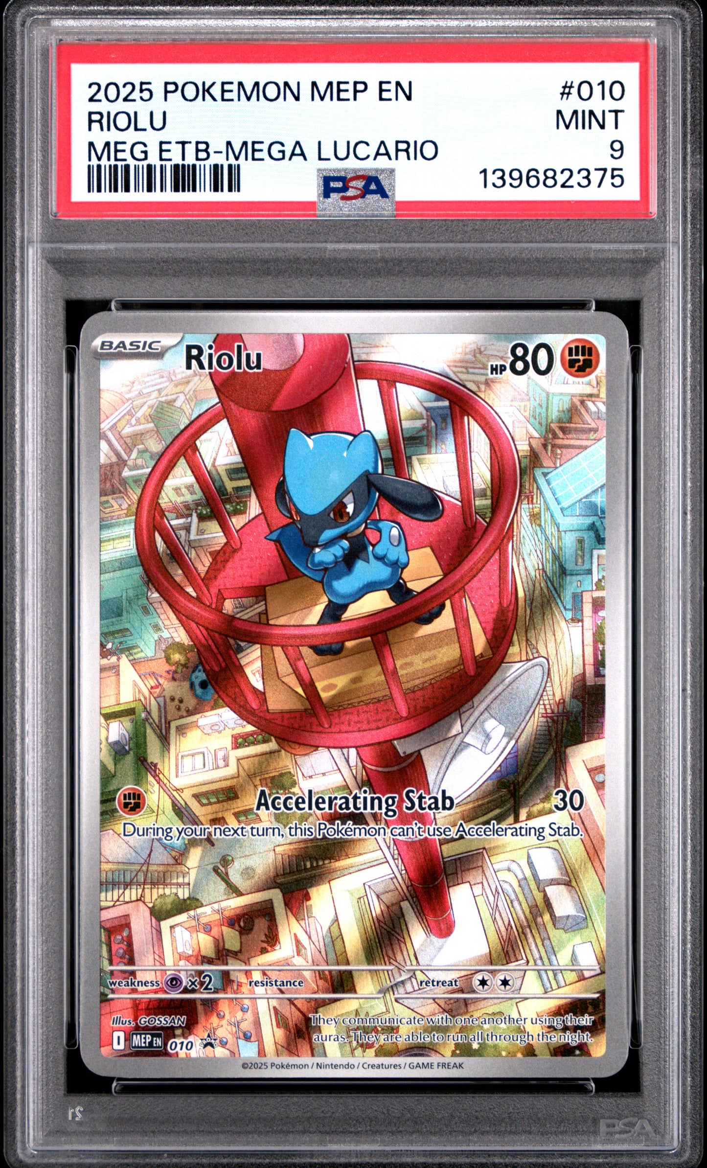 Graded Pokemon - Riolu (010) Mega Evolution ETB Promo PSA 9
