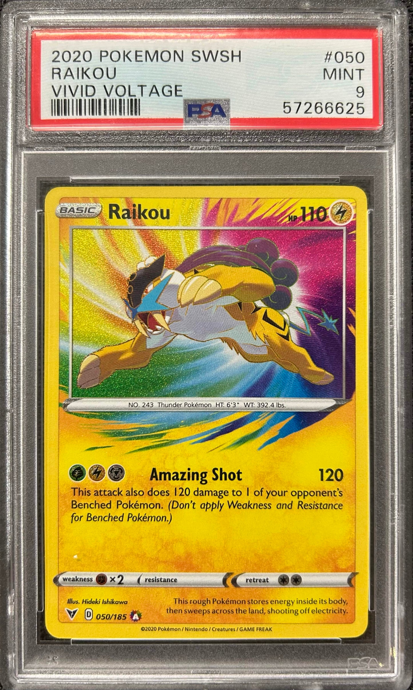 Graded Pokemon - Raikou (050/185) Vivid Voltage PSA 9