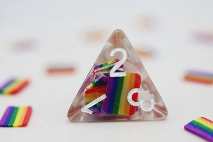 Resin Rainbow Flag RPG Dice Set