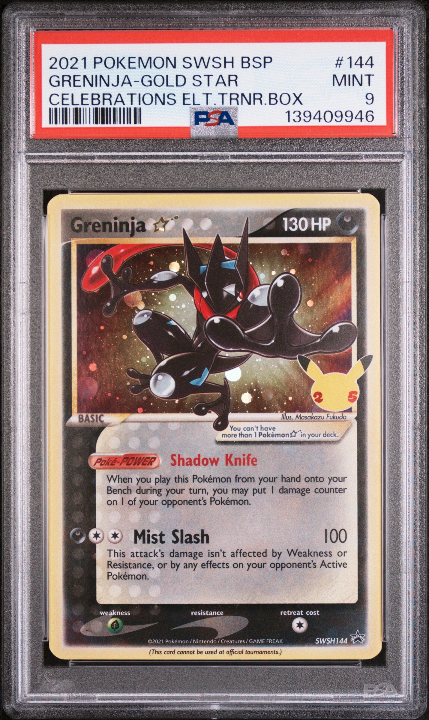 Graded Pokemon - Greninja Star (SWSH144) Black Star Promo PSA 9 (A)