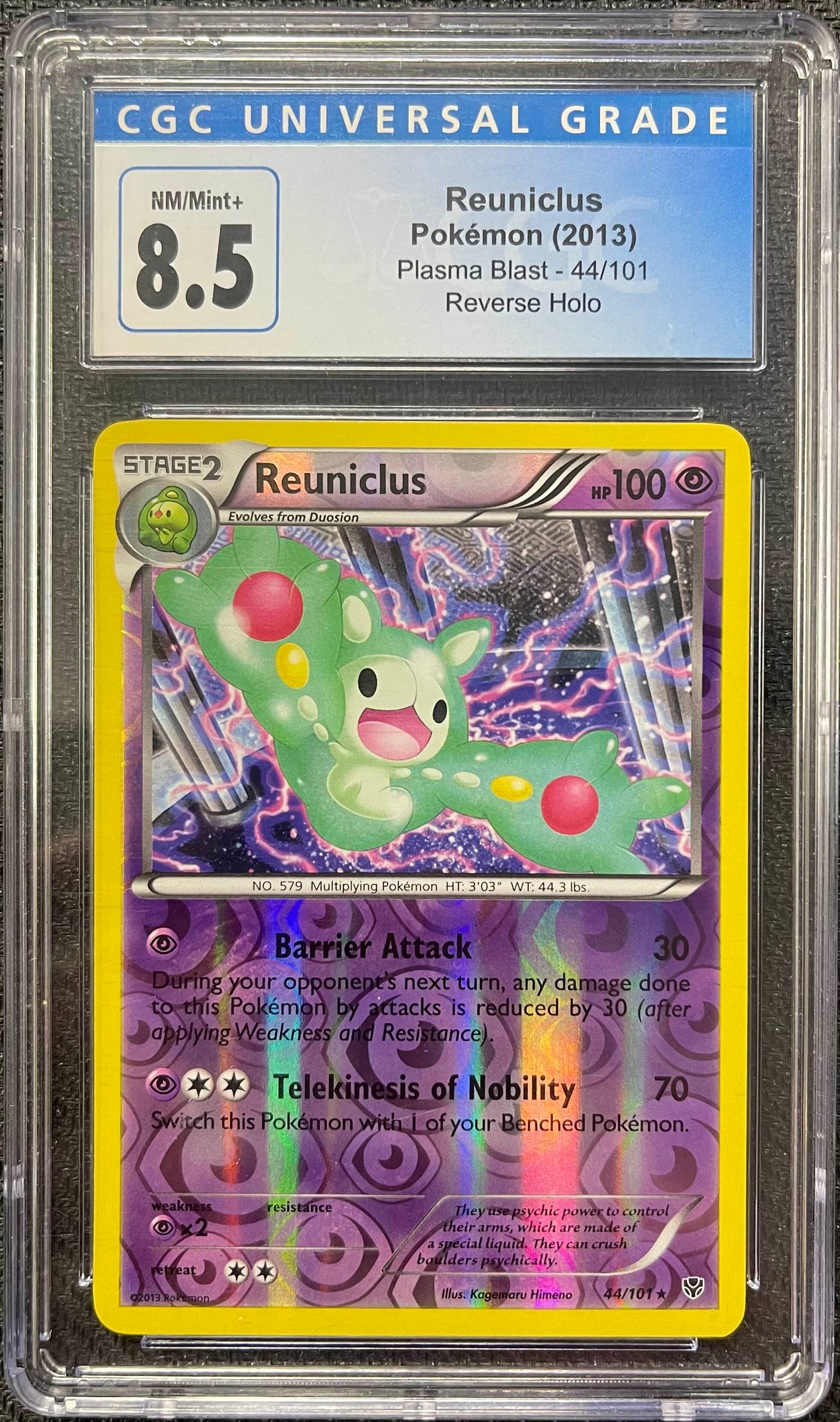 Graded Pokemon - Reuniclus (44/101) Plasma Blast Reverse Holo CGC 8.5