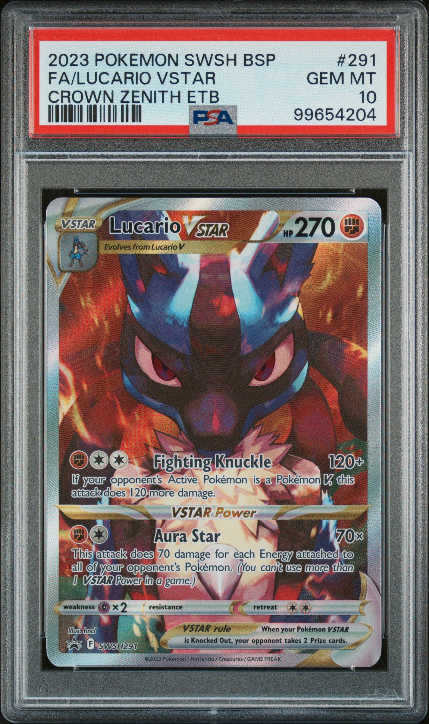 Graded Pokemon - Lucario VSTAR (SWSH291) Crown Zenith ETB PSA 10