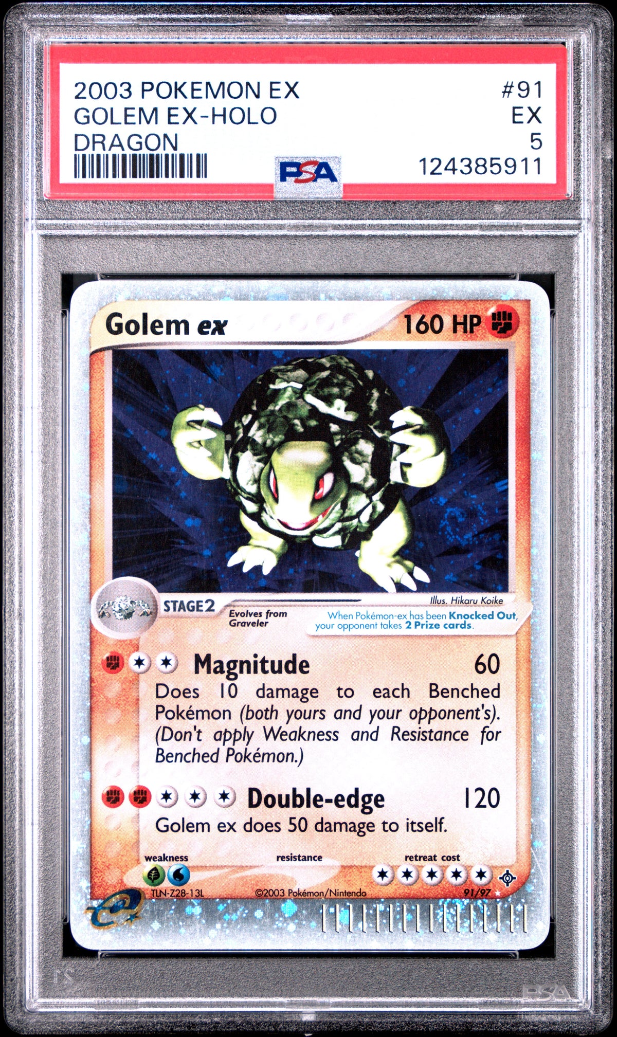 Graded Pokemon - Golem ex (91/97) Dragon PSA 5