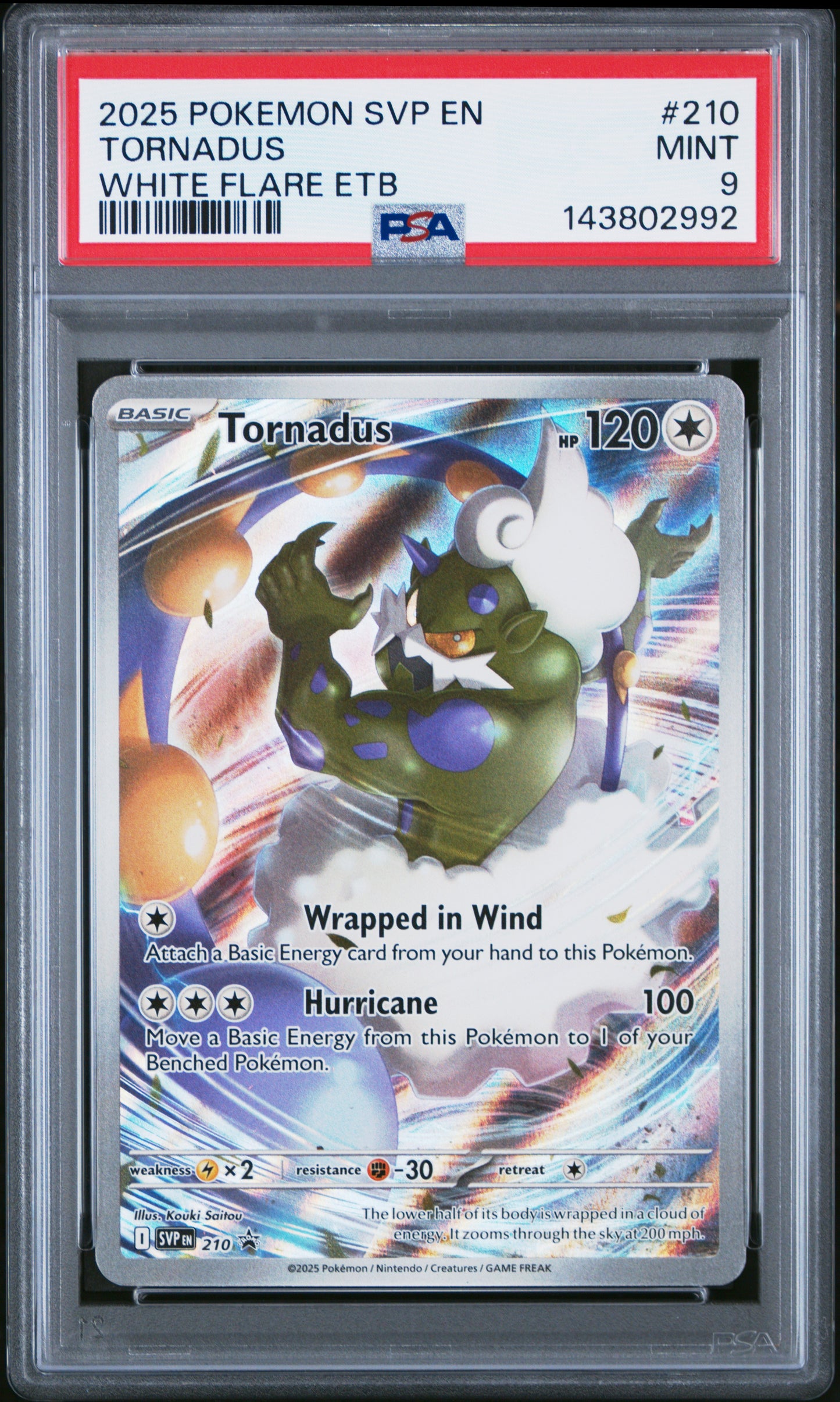 Graded Pokemon - Tornadus (210) White Flare ETB Promo PSA 9