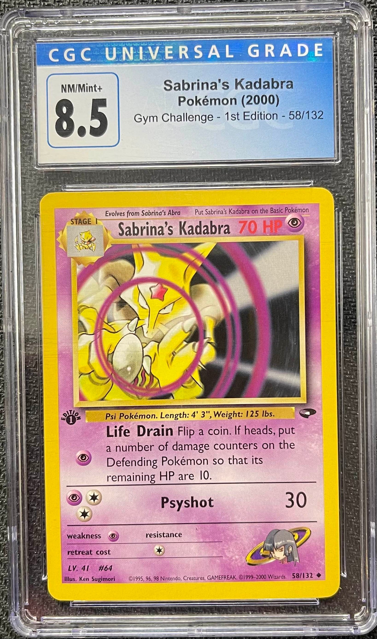 Graded Pokemon - Sabrina's Kadabra (58/132) Gym Challenge 1st Edition CGC 8.5