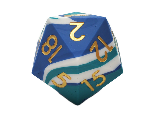 50mm Silicone D20 - Blue, White & Teal