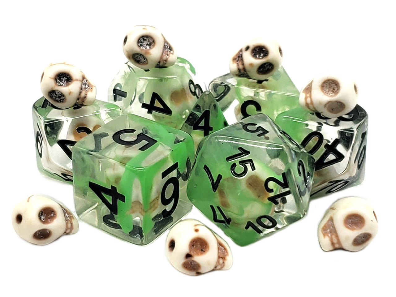Infused - Skull Green RPG Dice Set