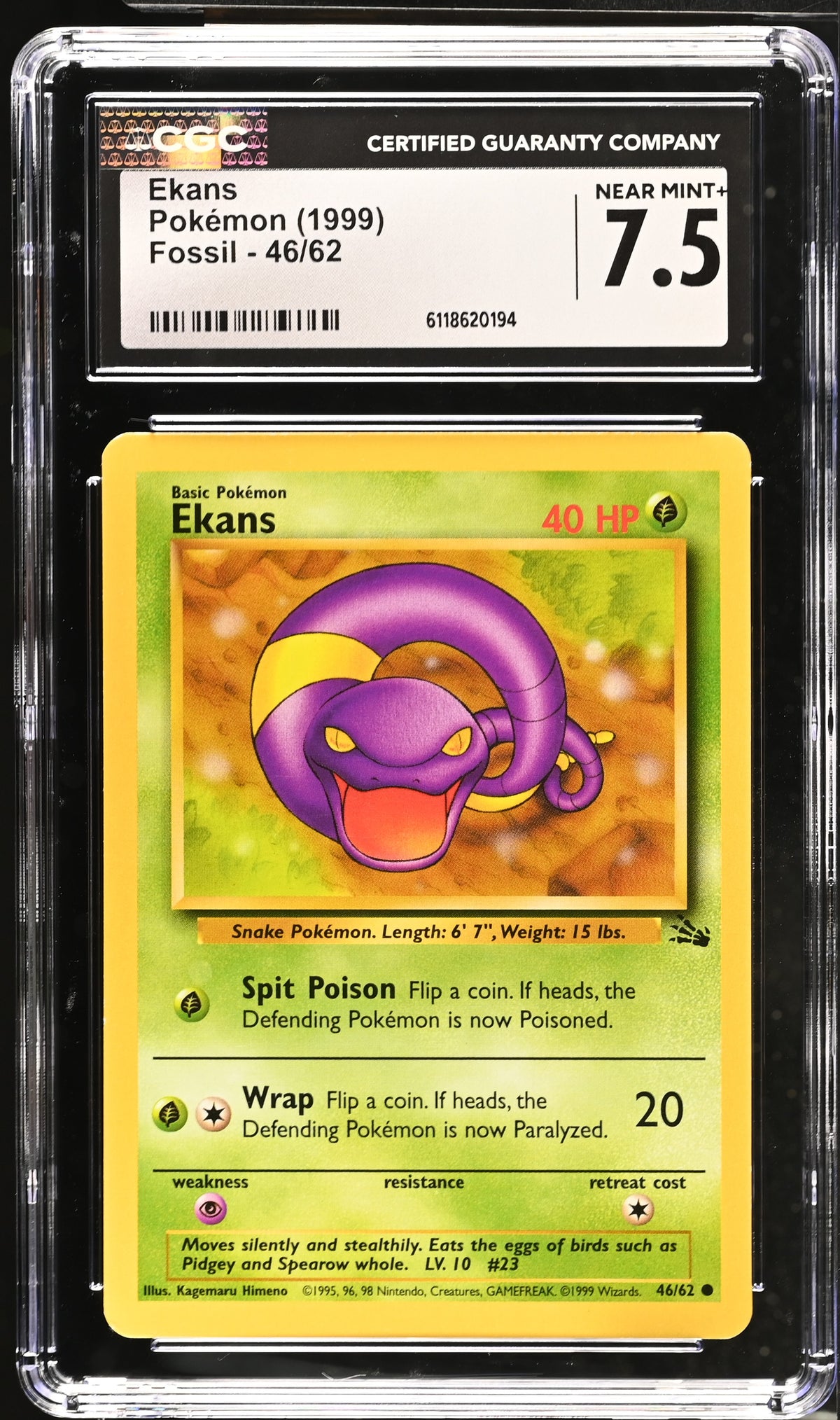 Graded Pokemon - Ekans (46/62) Fossil CGC 7.5