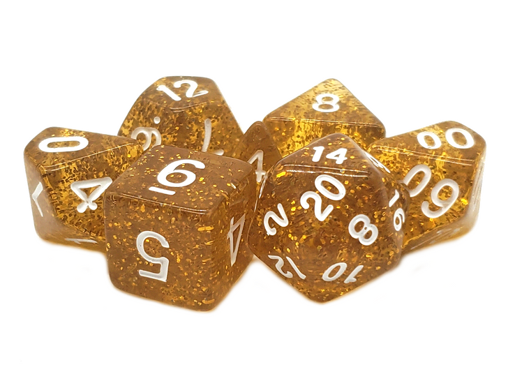 Sparkle - Translucent Gold RPG Dice Set